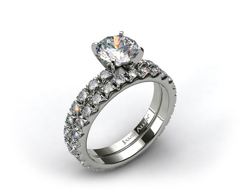 Platinum 0.54ct French Cut Pave Diamond Eternity Ring & Matching 0.56ct French Cut Eternity Band